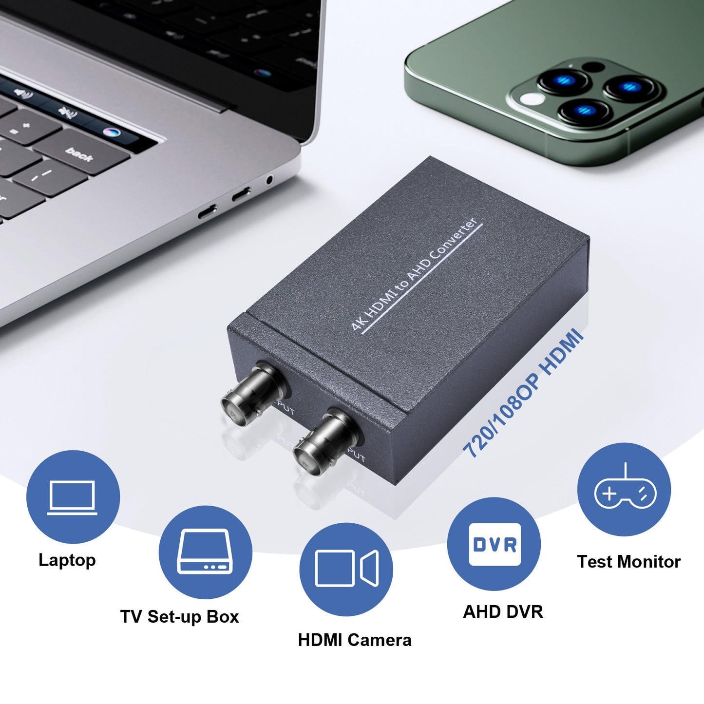 NK-C9 Coaxial Converter Loop Through Output HDMI to AHD Adapter Signal 1 Input 2 Output 4K HDMI to AHD 1080P Converter