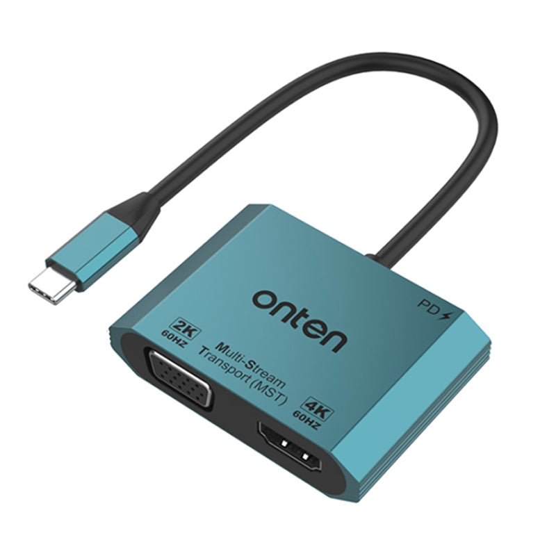 ONTEN M205 3-in-1 Type-C to HD+VGA Adapter Cable with PD Fast Charging USB-C Video Converter - Blue