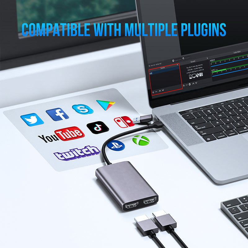USB3.0 / Type-C to HDMI HD Video Capture Card 4K Loop Out 1080P Capture Recorder for Game Live Streaming