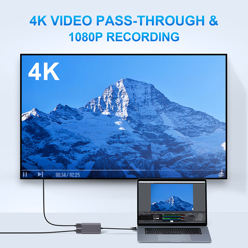 USB3.0 / Type-C to HDMI HD Video Capture Card 4K Loop Out 1080P Capture Recorder for Game Live Streaming