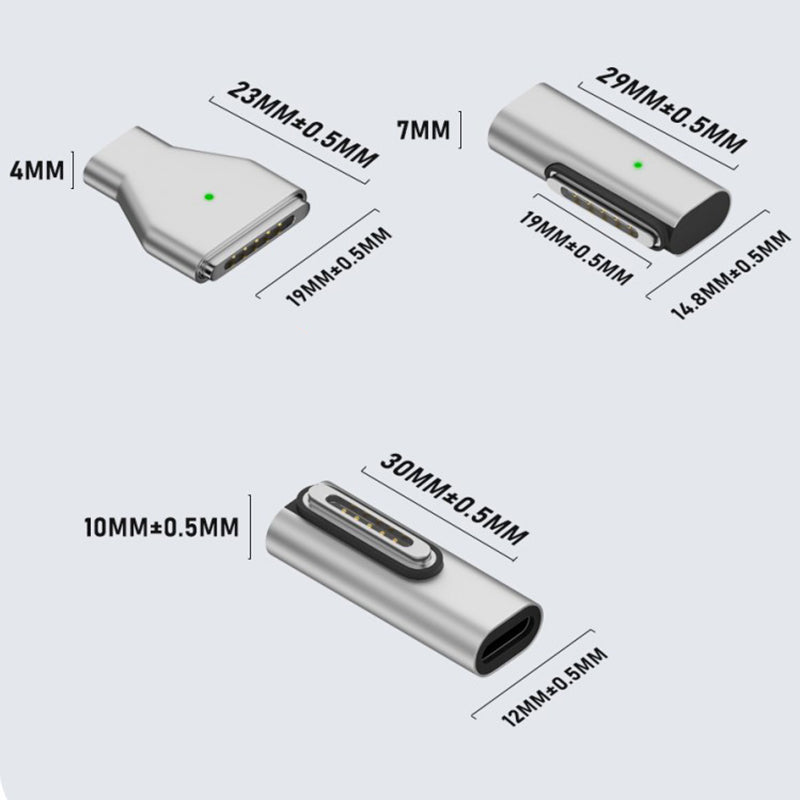 Type-C Female to for Magsafe 3 Magnetic Charging Adapter 140W PD Converter for Macbook Pro - Side Angled