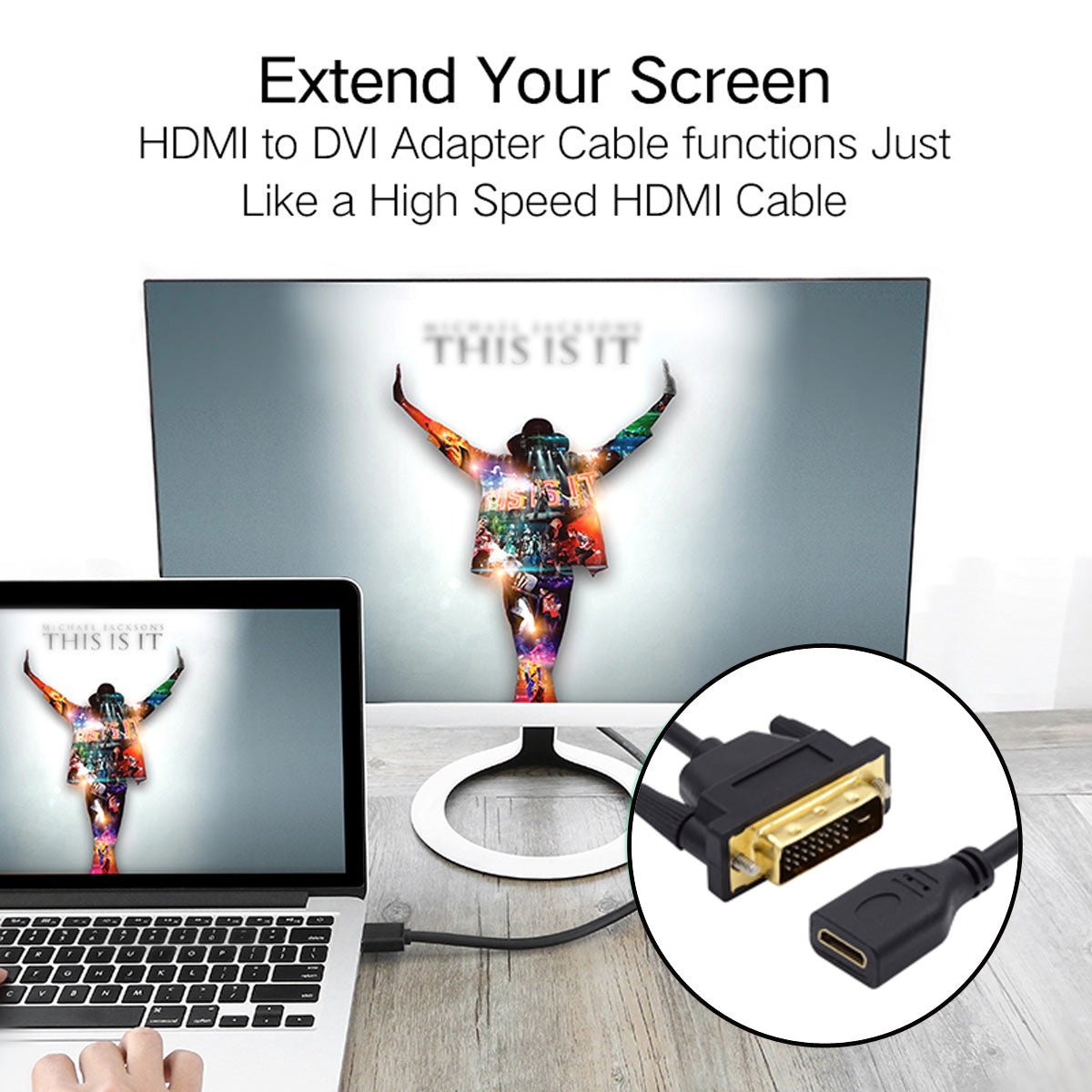 HD-025-CF HDMI to DVI Short Cable 20cm Bi-Directional Mini HDMI Female to DVI Male Adapter Converter