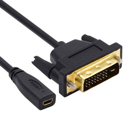 HD-025-DF 20cm Adapter Cable Micro HDMI Female to DVI (24+1) Male Cable Connector Support 1080P 4K