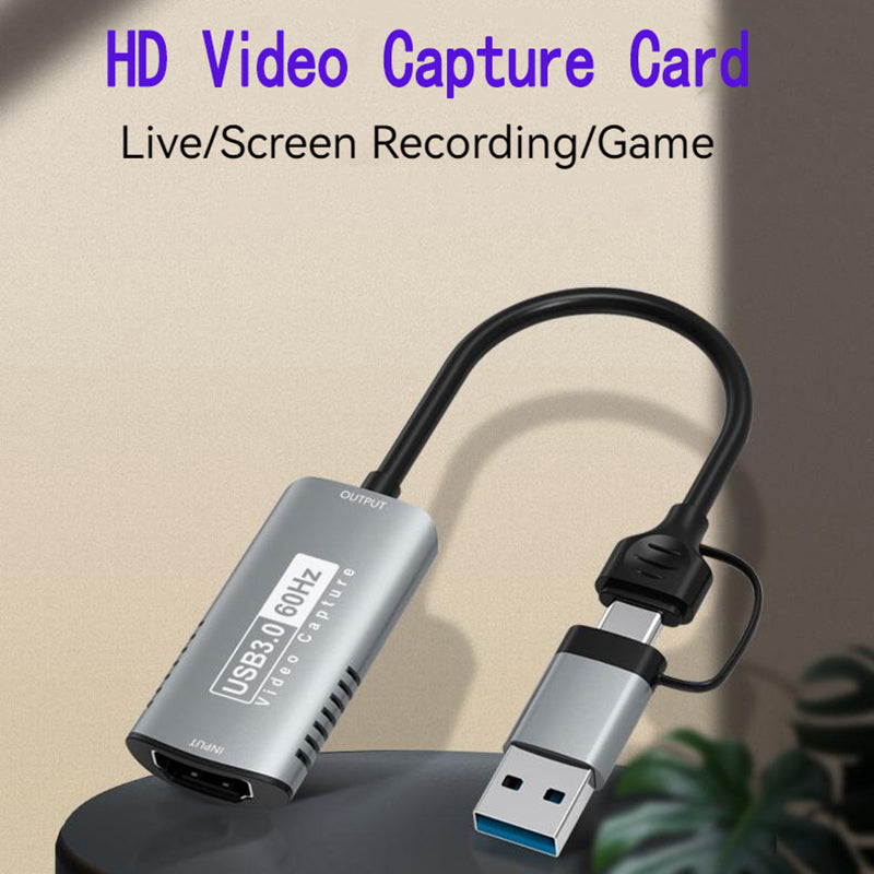 HDMI to USB3.0 + Type-C 4K HD Adapter 1080P 60Hz Video Capture Card for Gaming Live Streaming