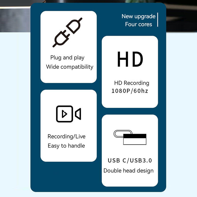 HDMI to USB3.0 + Type-C 4K HD Adapter 1080P 60Hz Video Capture Card for Gaming Live Streaming