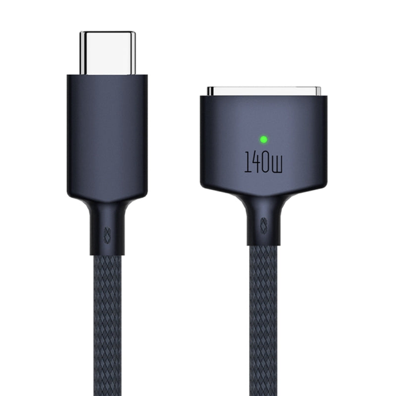 2m Nylon Braided Type-C Cable PD 140W Compatible with MagSafe 3 USB-C to Magnetic Fast Charging Cord - Black