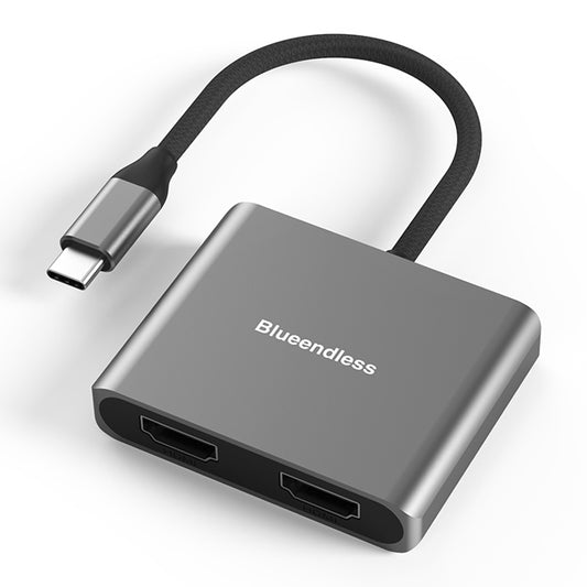 BLUEENDLESS HD201 USB-C to Dual HDMI Adapter 4K 60Hz Type-C to HDMI Monitor Convertor for Laptop Computer