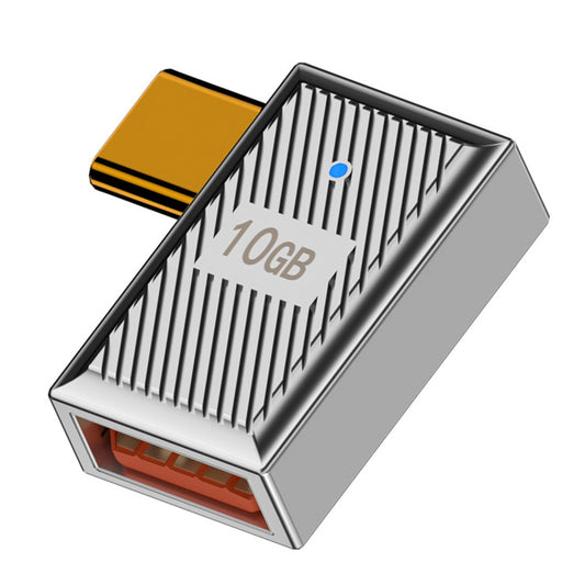 UC-017-RI Mecha Cyberpunk Style 10Gbps USB 3.1 Type C Male to USB 3.0 A Female OTG Data 120W Power Left Right Angled Adapter