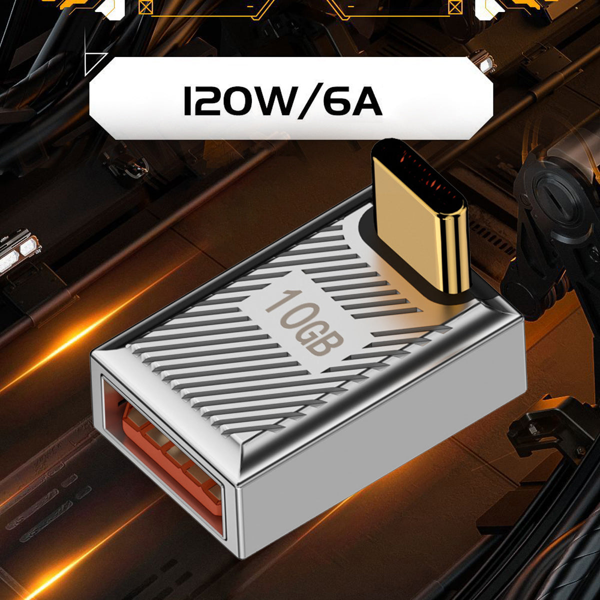 UC-017-UP USB 3.1 Type C Male to USB 3.0 A Female Converter 10Gbps Up Down Angled 120W Power OTG Adapter