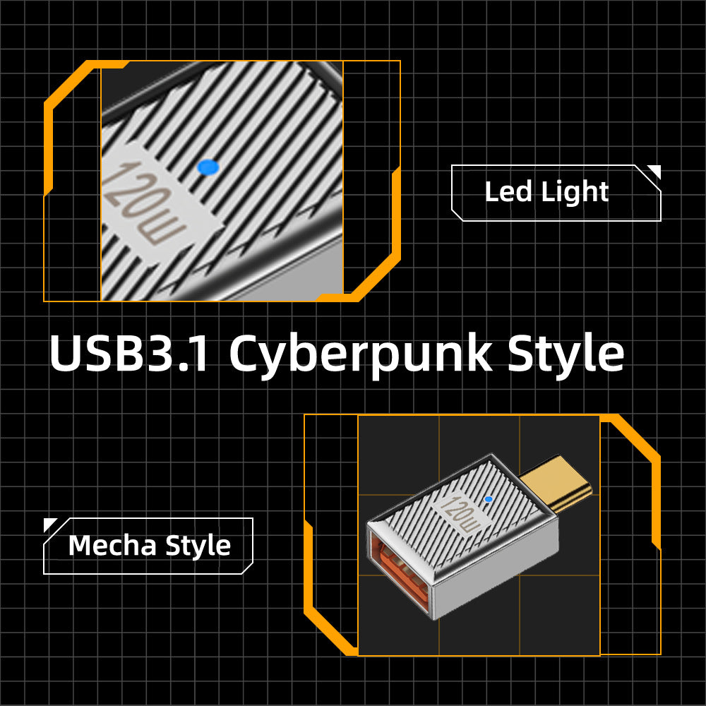 UC-017-SL USB 3.1 Type C Male to USB 3.0 A Female 10Gbps OTG Data 120W Power Adapter for Laptop Tablet Phone