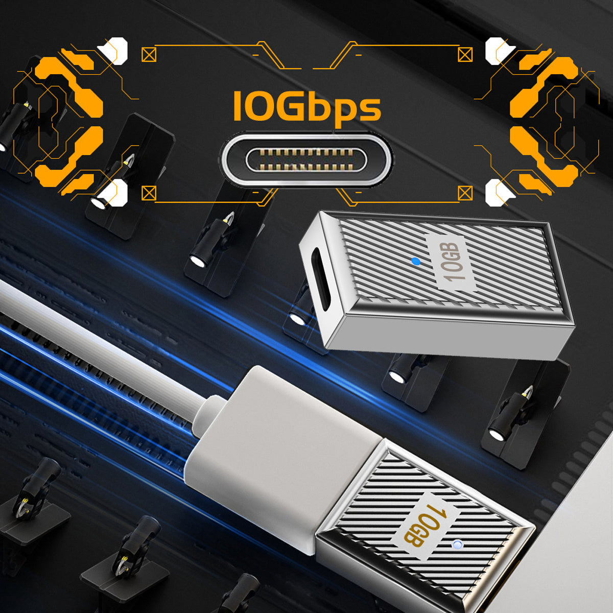 UC-017-FE USB 3.1 Type C Female to USB 3.0 A Female 10Gbps Data Transfer 120W Power Adapter OTG Converter
