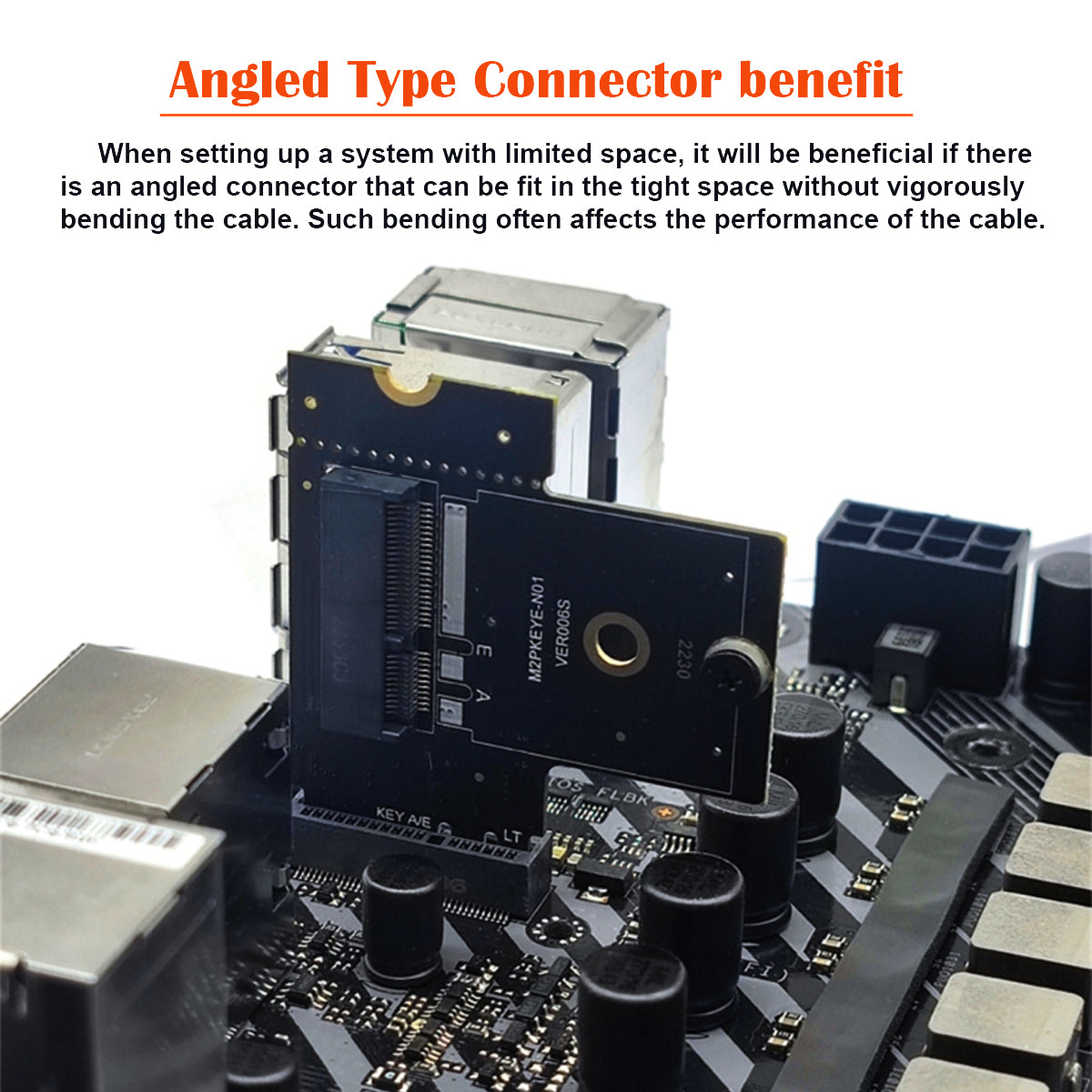 SA-062 PCI Express NGFF Key A+E Male to Female Low Profile 90 Degree Right Angled Adapter Extension Card Riser