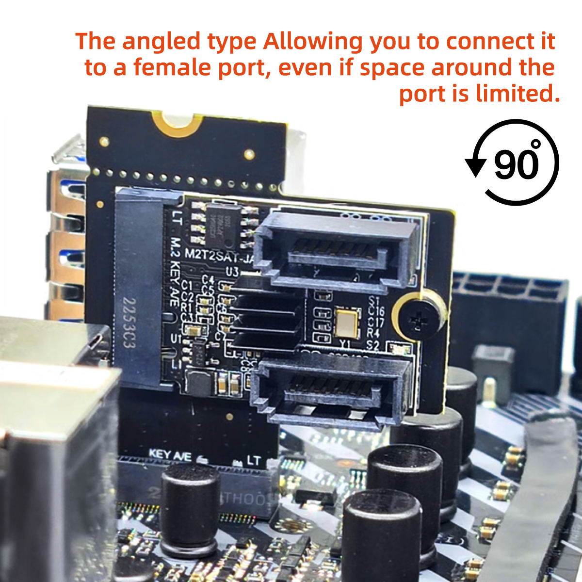 SA-062 PCI Express NGFF Key A+E Male to Female Low Profile 90 Degree Right Angled Adapter Extension Card Riser