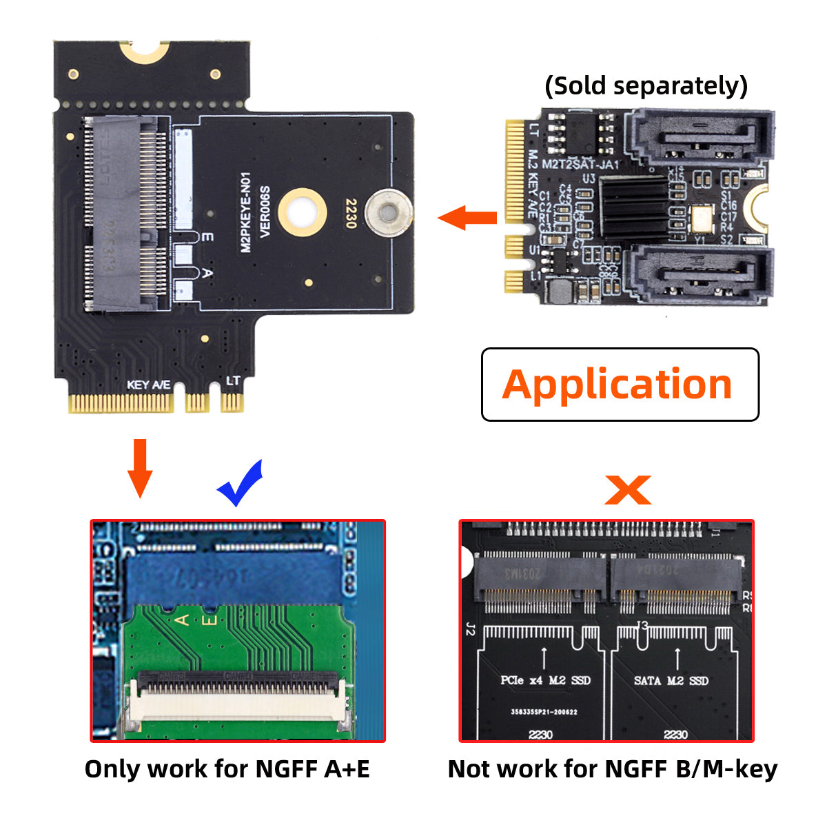 SA-062 PCI Express NGFF Key A+E Male to Female Low Profile 90 Degree Right Angled Adapter Extension Card Riser