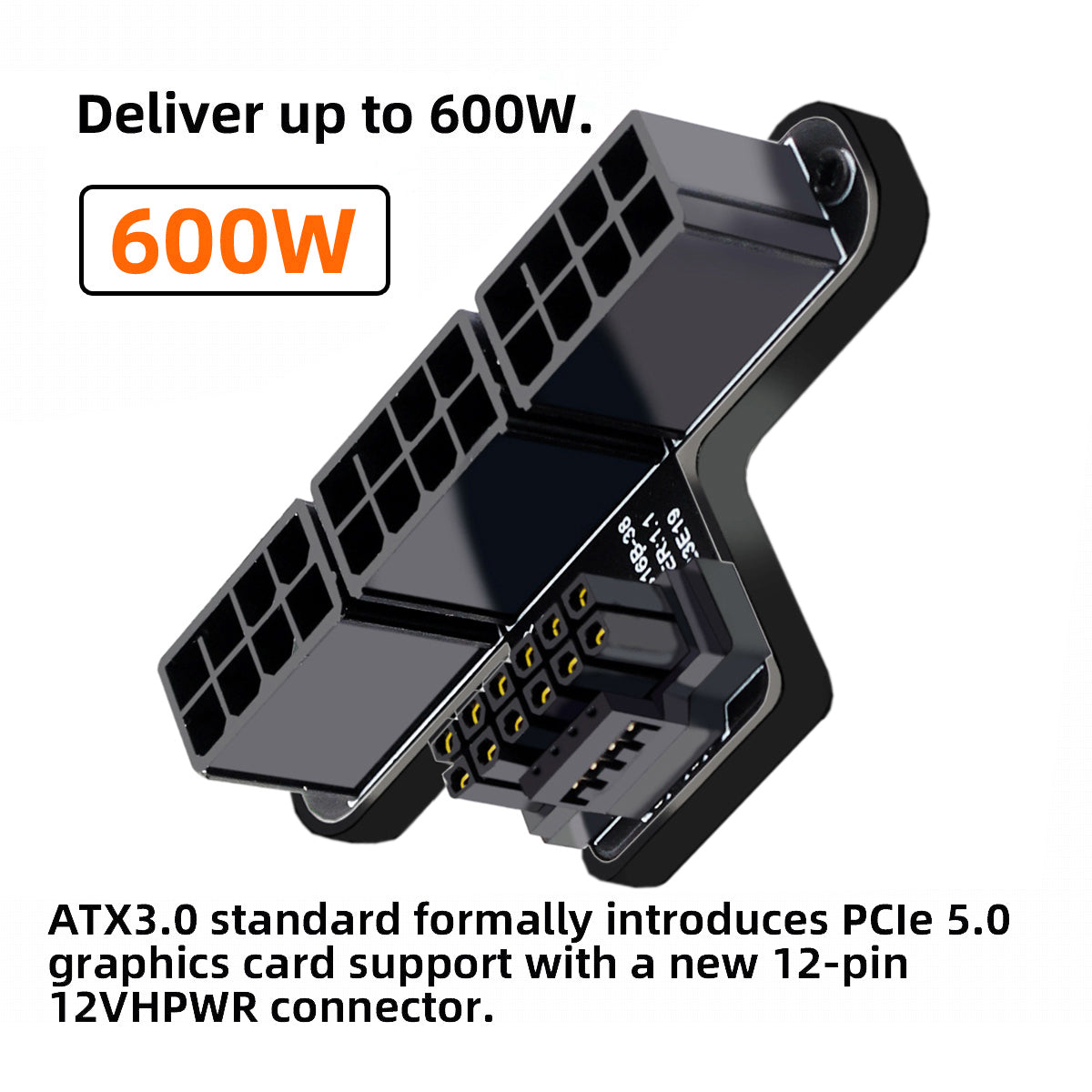 PW-048-UP 12VHPWR ATX3.0 PCI-E 5.0 Power Modular to 3 ATX 8P Angled Adapter for 4080 5090TI 16Pin 12+4Pin Graphics Card (Type-B)