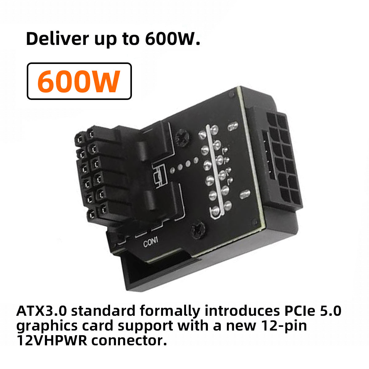 PW-047-UP 12VHPWR ATX3.0 PCI-E 5.0 Power Modular Male to Female Adapter for 16Pin 12+4P Graphics Card - Black
