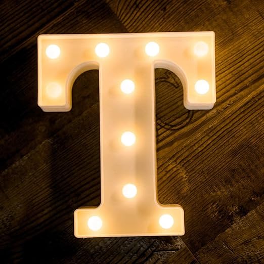 Marquee Alphabet Shaped Led Light Letters for Wedding | Birthday | Party | Christmas | Home | Bar | Decoration | Color : Warm White (T)