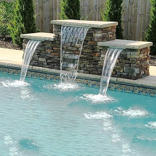 UNIQKART Water Pool Fountain,Stainless Steel Pool Waterfall, Water Flow Platform for Indoor and Outdoor, No Additional Accessories (Color : Silver, Size : 4 Feet)