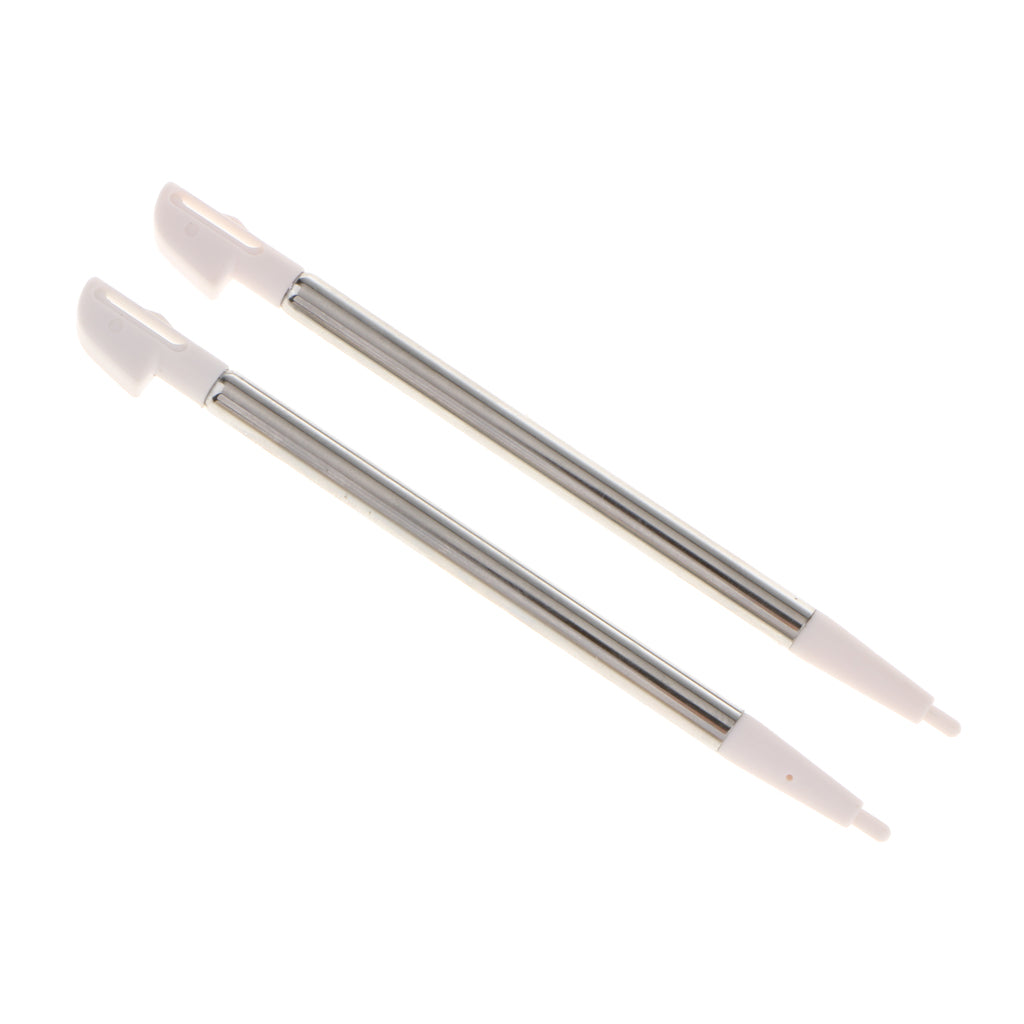 2 Piece Metal Retractable Touch Screen Stylus Pen for Nintendo WIIU White