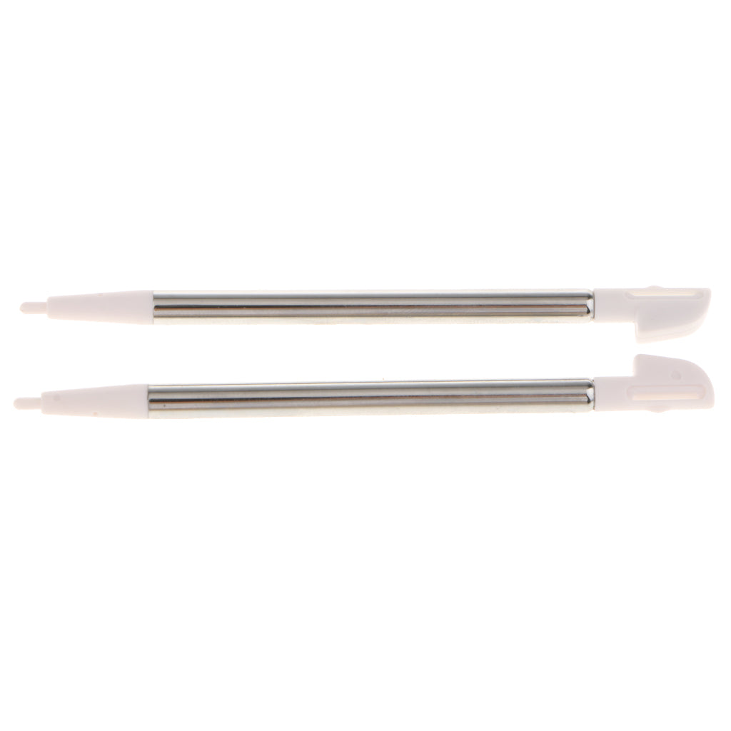 2 Piece Metal Retractable Touch Screen Stylus Pen for Nintendo WIIU White
