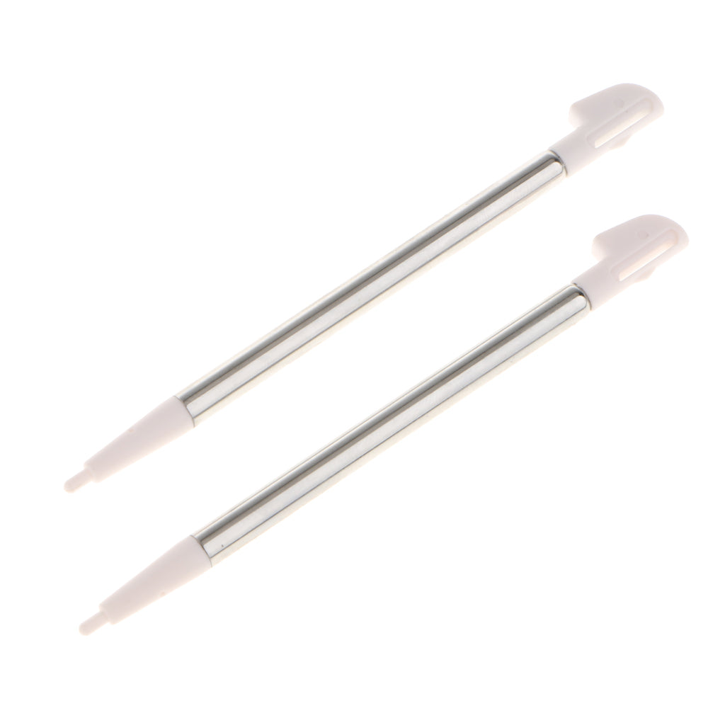 2 Piece Metal Retractable Touch Screen Stylus Pen for Nintendo WIIU White