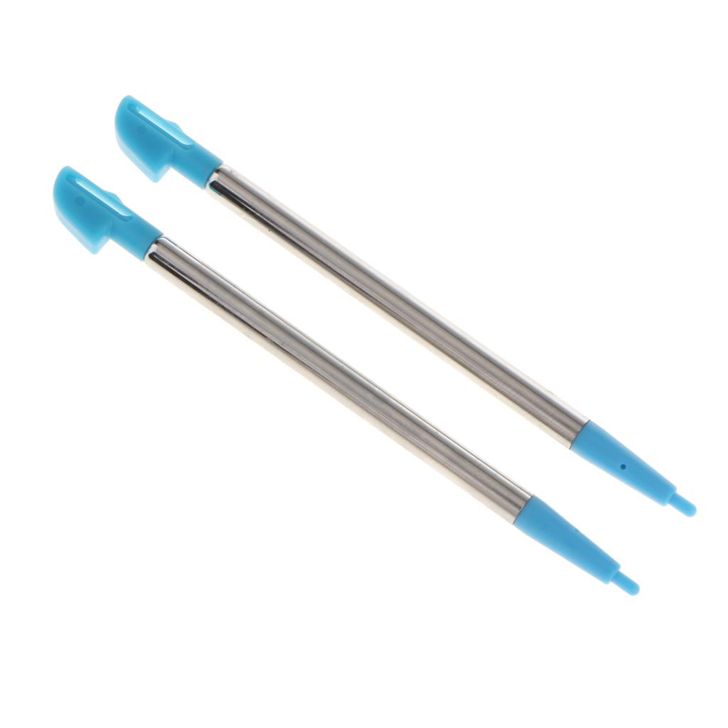 2 Piece Metal Retractable Touch Screen Stylus Pen for Nintendo WIIU Blue