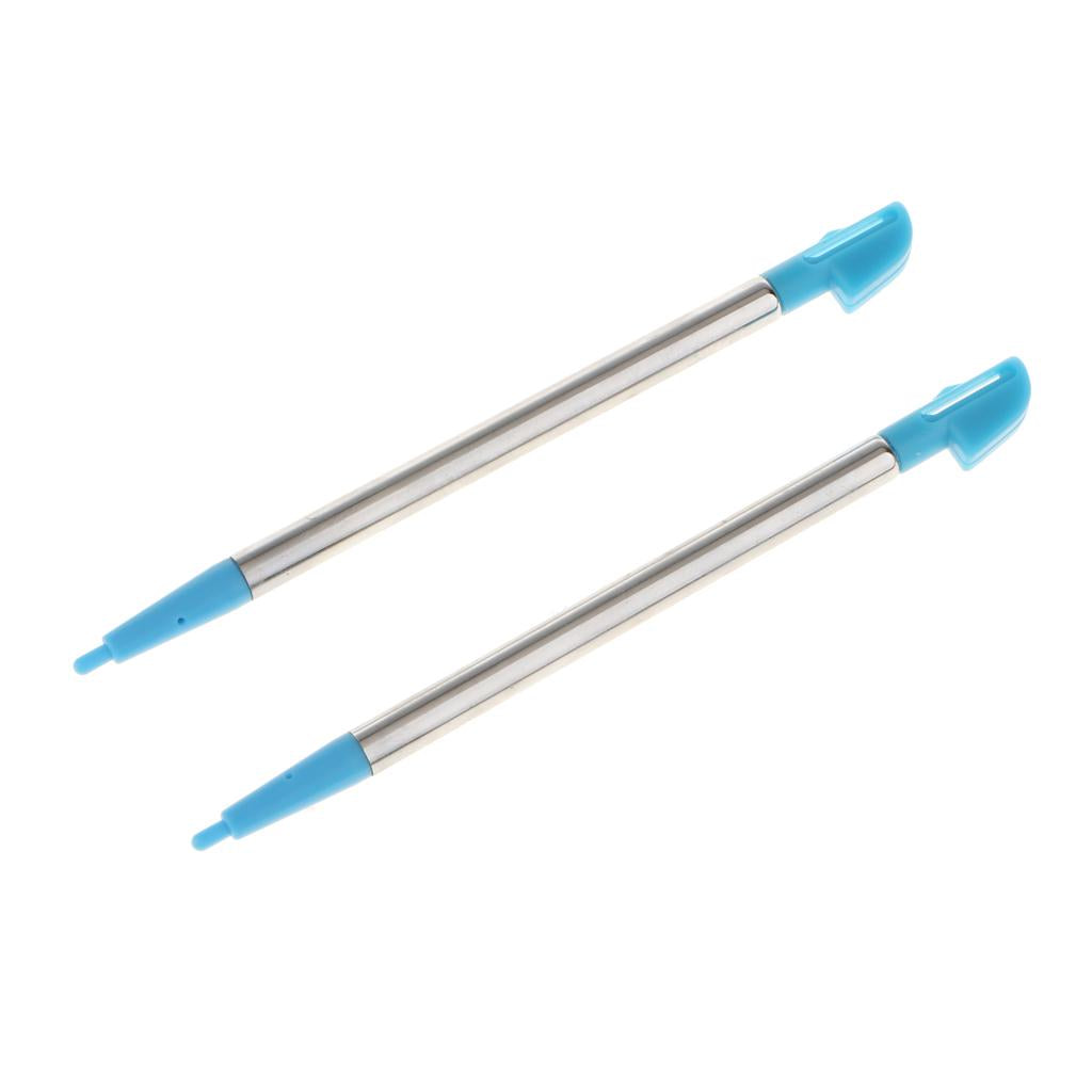 2 Piece Metal Retractable Touch Screen Stylus Pen for Nintendo WIIU Blue