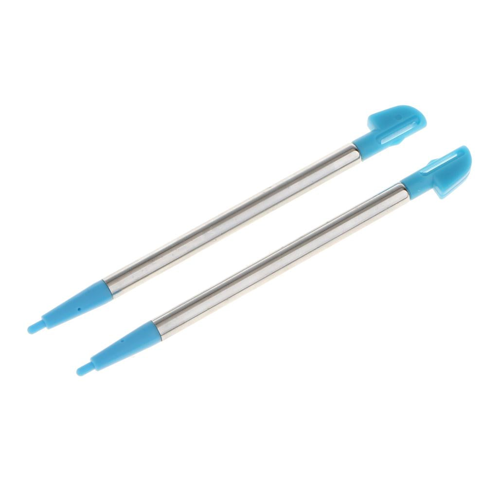 2 Piece Metal Retractable Touch Screen Stylus Pen for Nintendo WIIU Blue