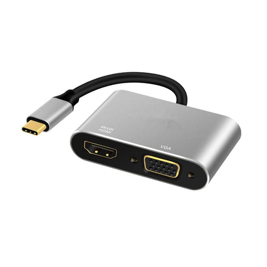 2in1 USB Type C Hub 4K HDMI & VGA Port Display Adapter Splitter