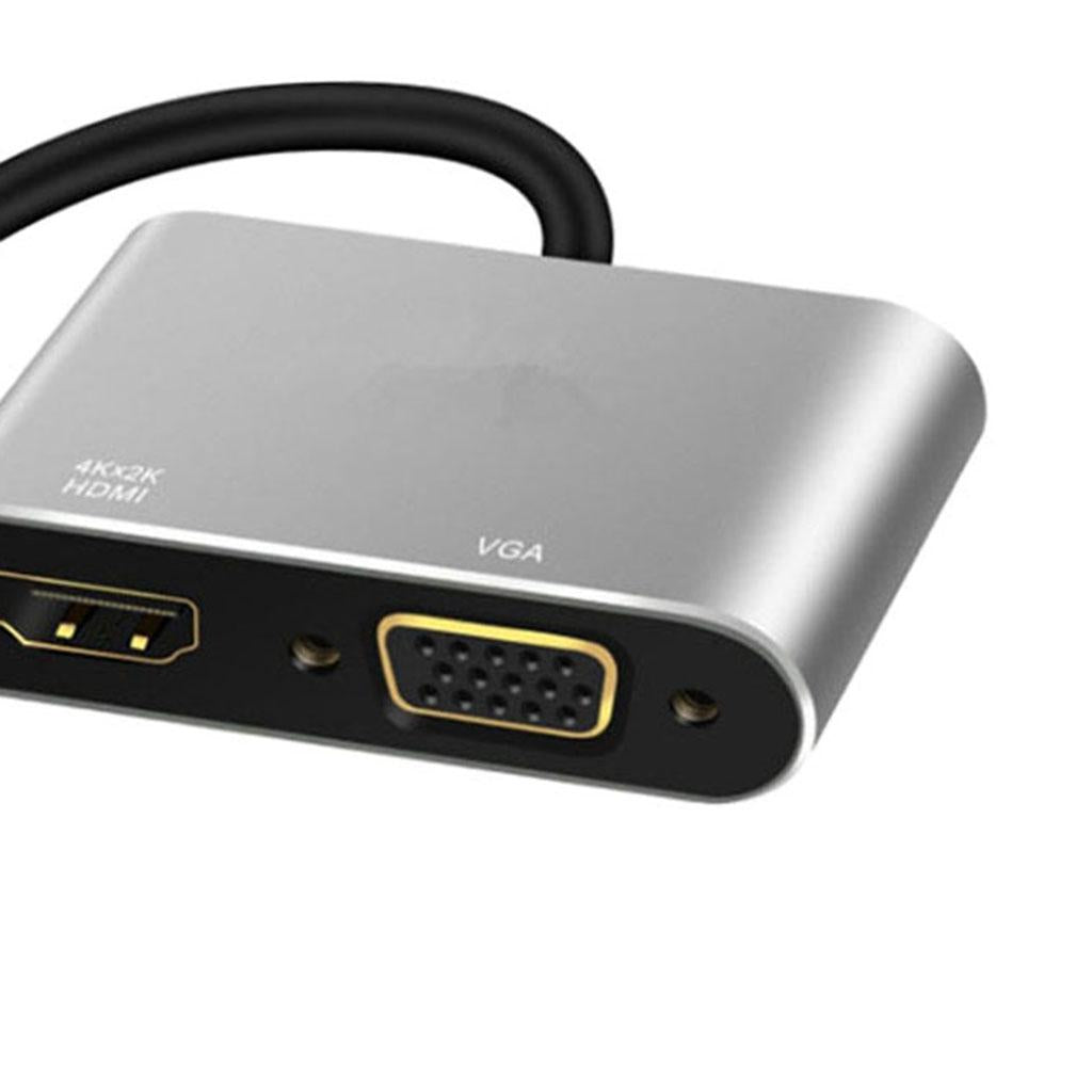2in1 USB Type C Hub 4K HDMI & VGA Port Display Adapter Splitter