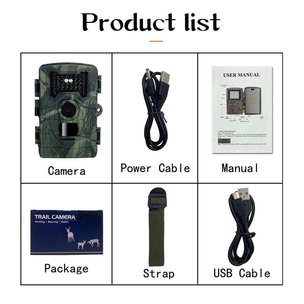 PR2000 1080P 36MP Trail Camera IP54 Waterproof Hunting Camera Motion Sensor 0.2-0.6s Trigger Time for Wildlife Monitoring