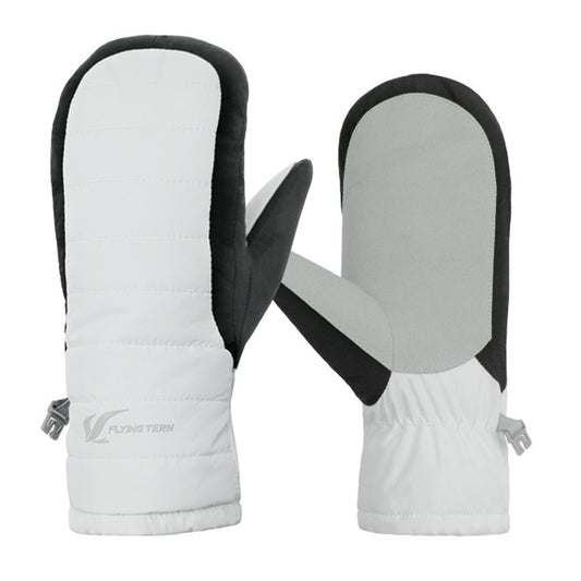 FLYINGTERN One Pair Kid&#39;s Waterproof Warm Winter Snow Ski Gloves Cold Weather Gloves for Boys and Girls - White