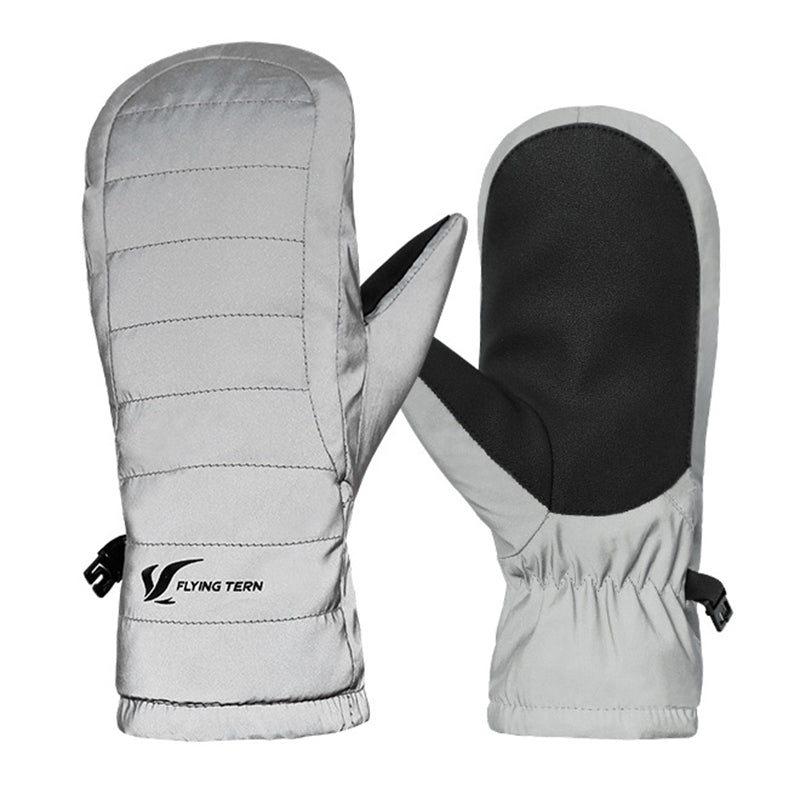 FLYINGTERN One Pair Kid&#39;s Waterproof Warm Winter Snow Ski Gloves Cold Weather Gloves for Boys and Girls - Silver