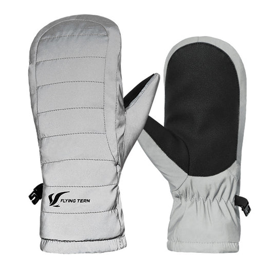 FLYINGTERN One Pair Kid&#39;s Waterproof Warm Winter Snow Ski Gloves Cold Weather Gloves for Boys and Girls - Silver