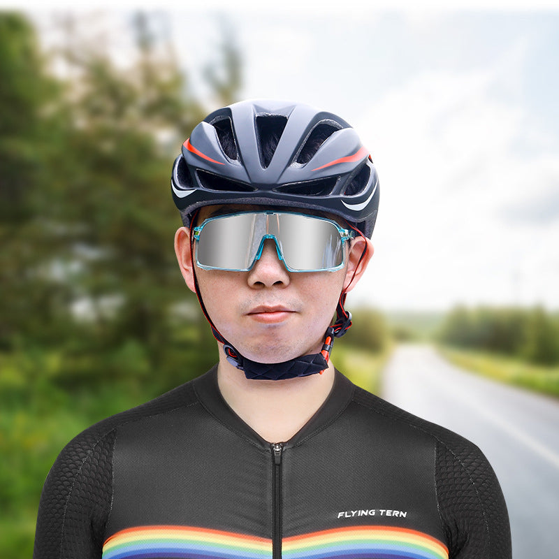 Large Frame Anti-UV Cycling Sunglasses Polarized Eyeglasses Riding Eyewear - Blue / White