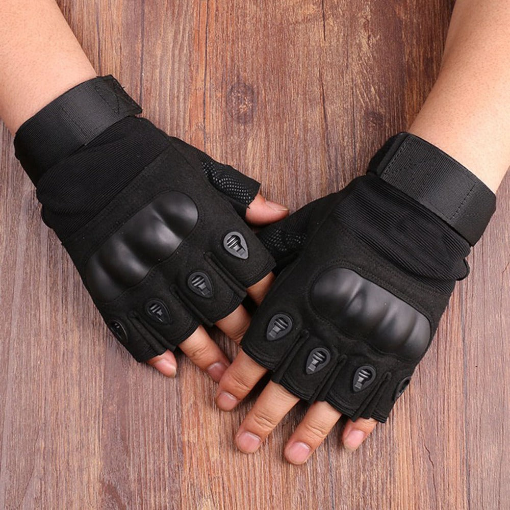 One Pair Cycling Gloves Mountain Bike Gloves with Hard Shell Outdoor Half Finger Workout Gloves Cycling Equipment - Black/XL