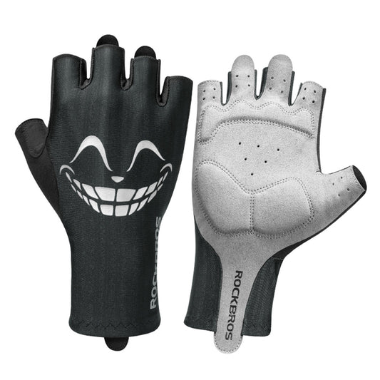 Rockbros S295 1 Pair Cycling Half Finger Gloves Unisex Shock-absorbing Breathable Bike Bicycle Gloves - Black/L