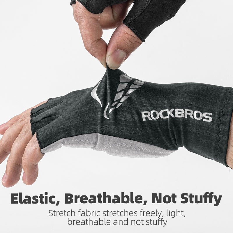Rockbros S295 1 Pair Cycling Half Finger Gloves Unisex Shock-absorbing Breathable Bike Bicycle Gloves - Black/L