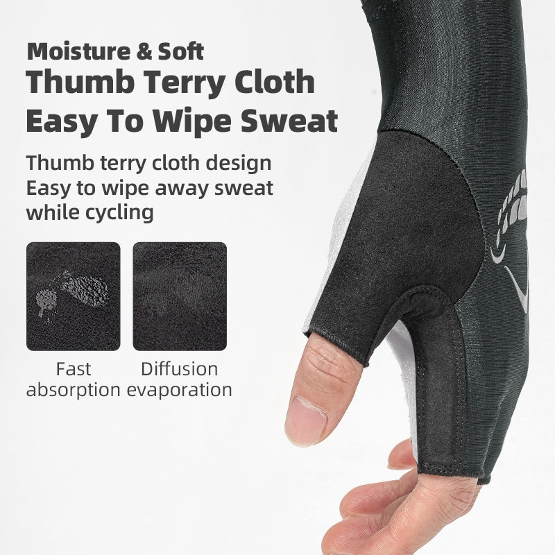 Rockbros S295 1 Pair Cycling Half Finger Gloves Unisex Shock-absorbing Breathable Bike Bicycle Gloves - Black/L