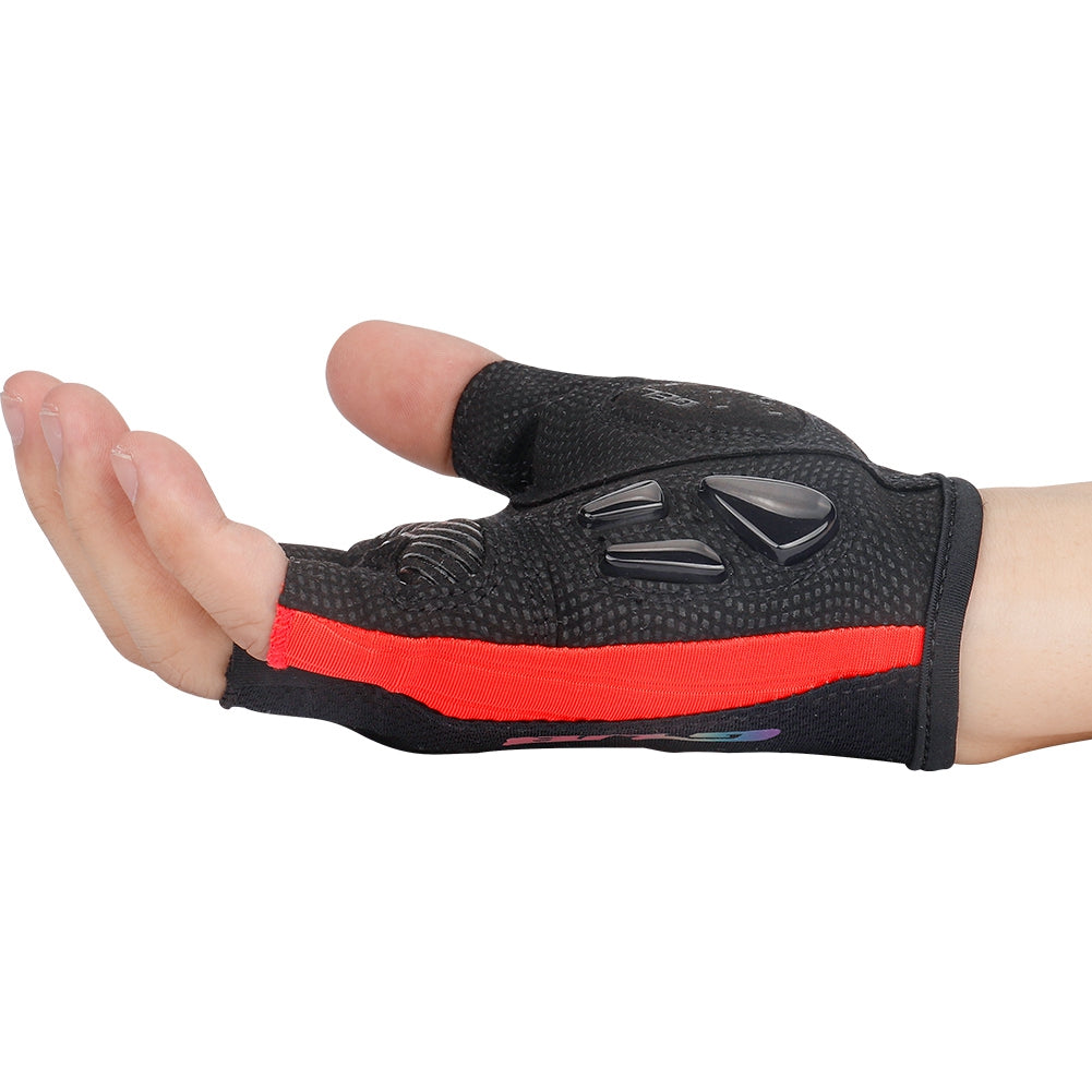S026 Half Finger Cycling Gloves Teenager Mountain Road Bike Bicycle Breathable Non-slip Gloves - Red / S
