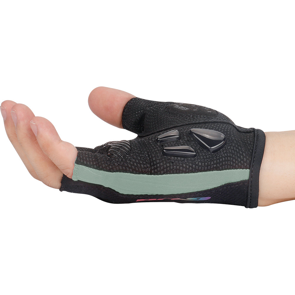 S026 Half Finger Cycling Gloves Teenager Mountain Road Bike Bicycle Breathable Non-slip Gloves - Black / L