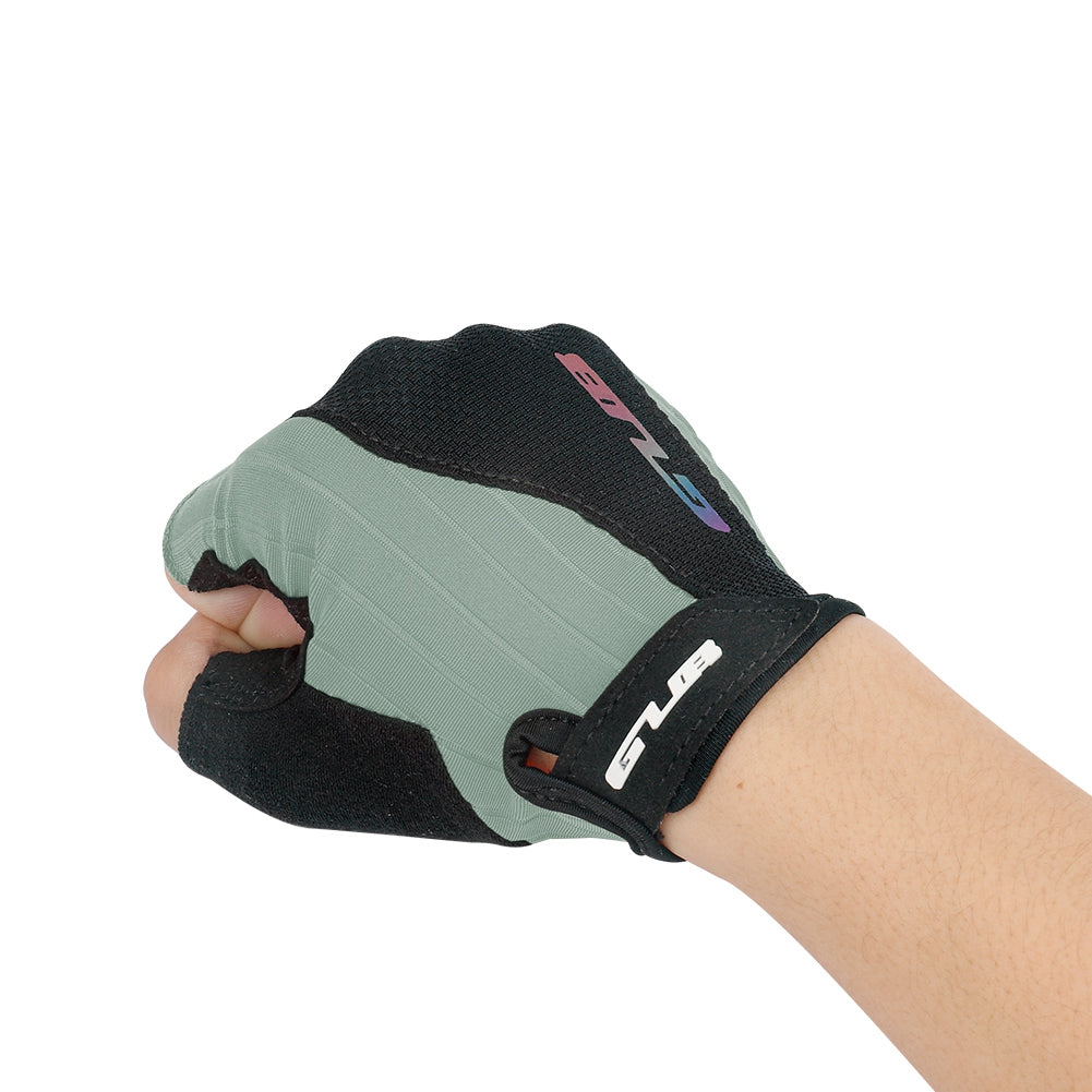 S026 Half Finger Cycling Gloves Teenager Mountain Road Bike Bicycle Breathable Non-slip Gloves - Black / L
