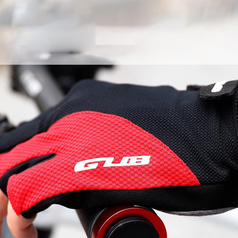 S056 1Pair Half Finger Bicycle Gloves Wear-resistant Anti-slip Gloves Breathable Hands Protective Gear for Cycling Riding - Red / L