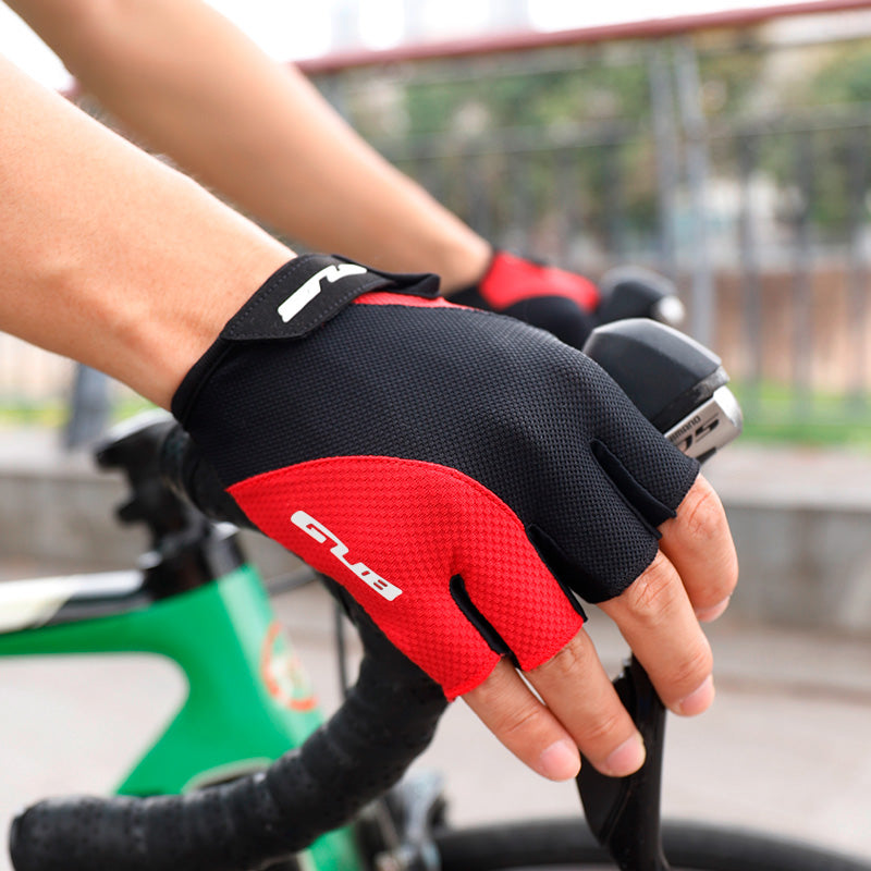 S056 1Pair Half Finger Bicycle Gloves Wear-resistant Anti-slip Gloves Breathable Hands Protective Gear for Cycling Riding - Navy Blue / M