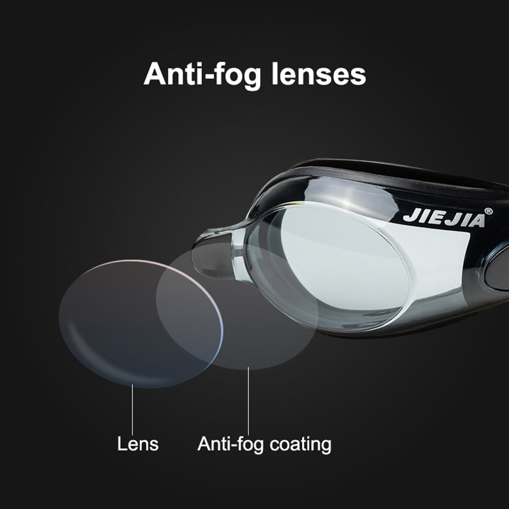 Jiejia AH100 Swimming Goggles Waterproof HD Glasses Anti-Fog Eyeglasses - Black