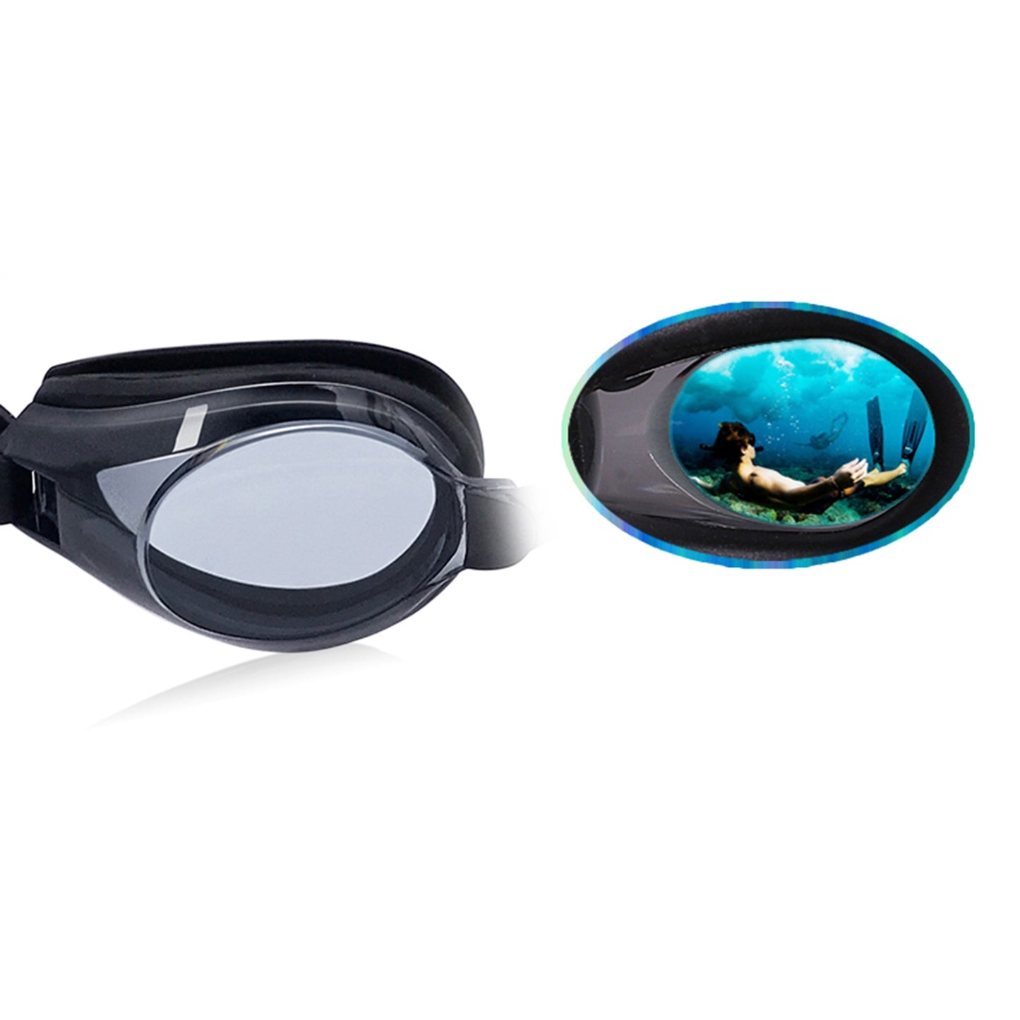 Jiejia AM100 Swimming Goggles HD Waterproof Glasses Anti-Fog Anti-UV Eyeglasses - Black / Grey