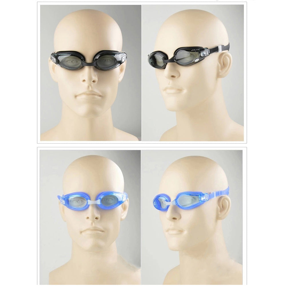 Jiejia OPT2660 Myopia Swimming Goggles HD Waterproof Anti-Fog Anti-UV Eyeglasses - Black / 400 Degrees