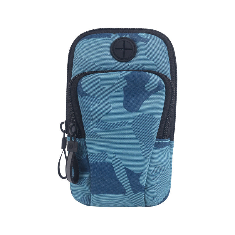 Uniqkart Fashion Camouflage Waterproof Sports Arm Bag Adjustable Armband Phone Storage Bag - Blue