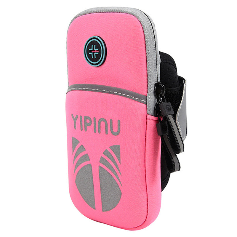 Uniqkart Stylish Reflective Waterproof Sports Running Arm Bag Adjustable Armband Phone Storage Pouch - Pink
