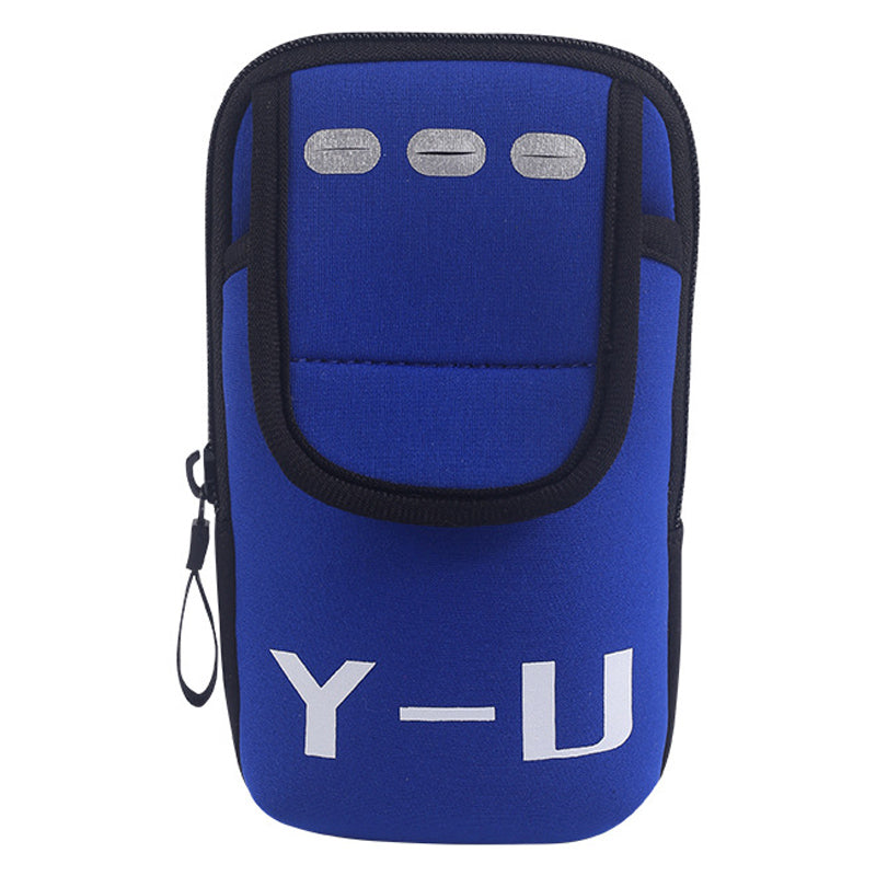 Uniqkart Waterproof Sports Running Arm Bag Adjustable Armband Reflective Fitness Phone Storage Pouch - Blue